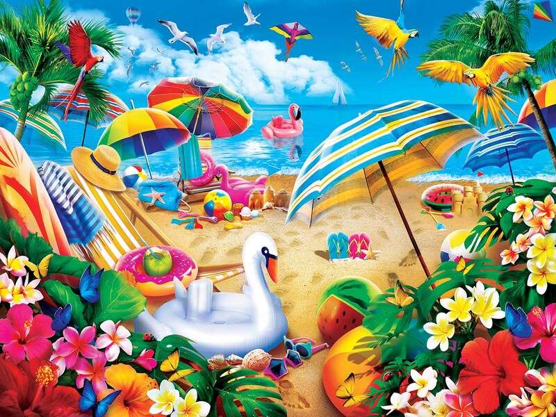 słoneczny dzień na plaży puzzle online