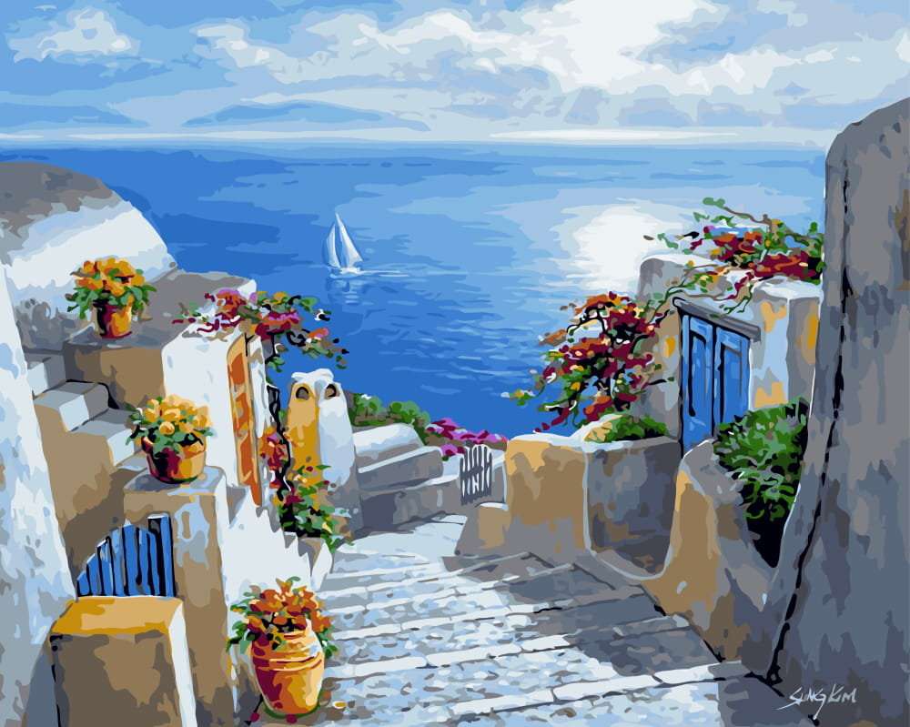 Santorini. Wybrzeże puzzle online