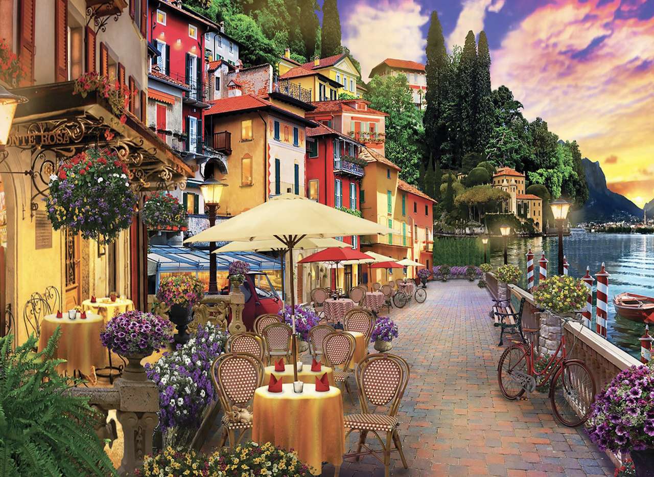 Prze urocza romantyczna ulica nad jeziorem Como puzzle online