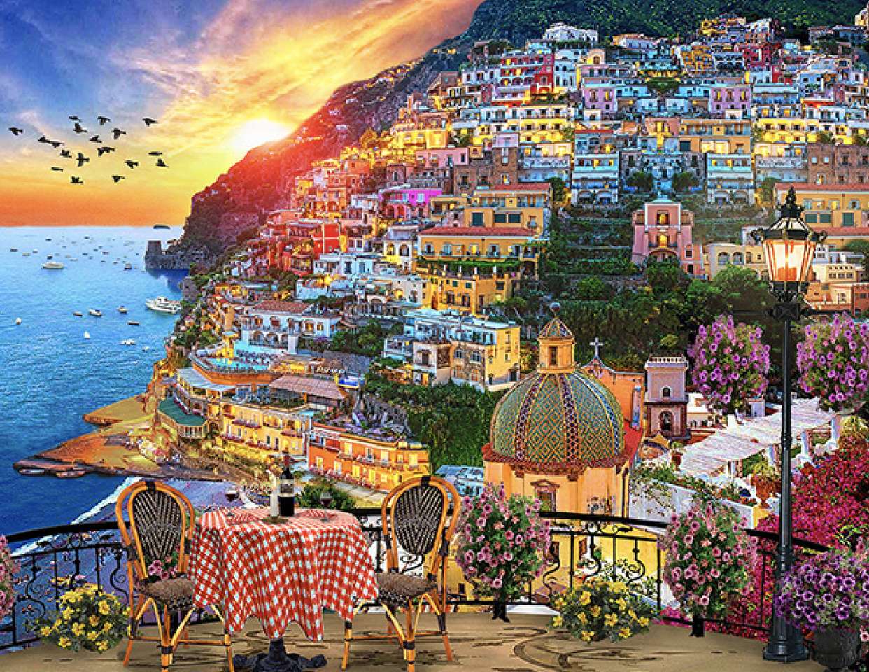 Włochy-Positao bajkowe miasteczko na stoku gór, cud puzzle online