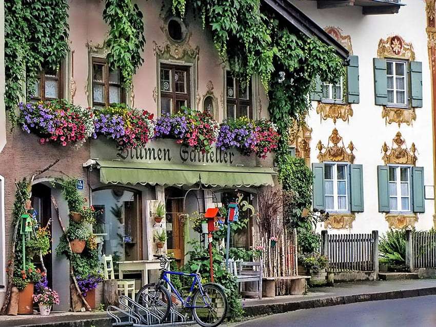 Niemcy -Piękny kwiatowy dom w Bawarii puzzle online
