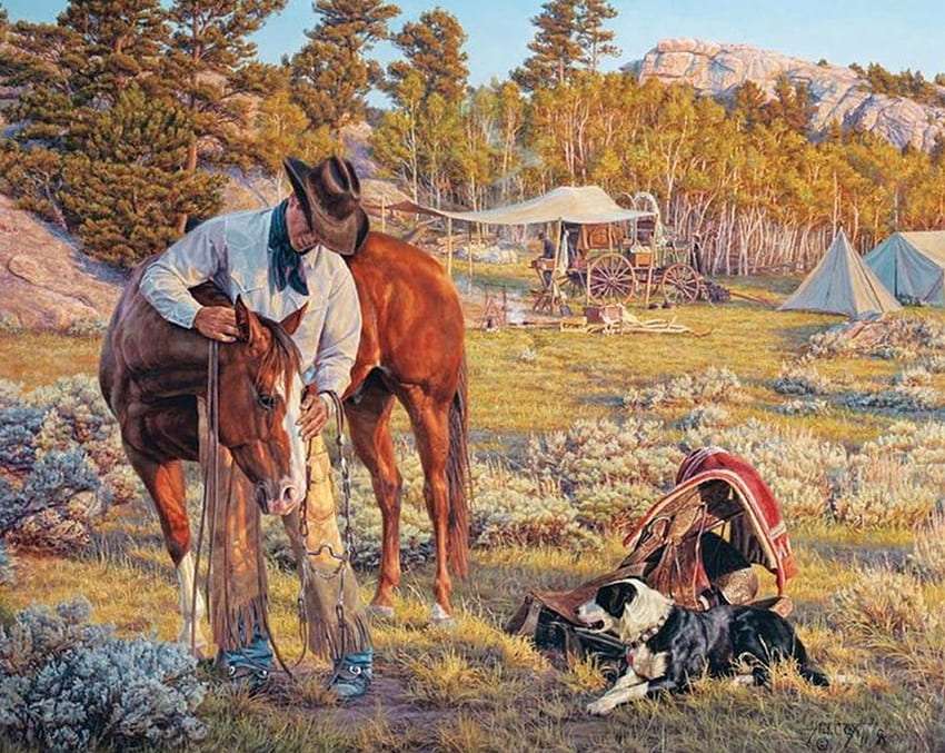 Texsaski kowboj i jego przyjaciel koń puzzle online