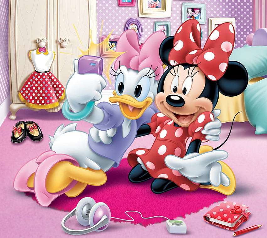 Rozbawiona Daisy i Myszka Minnie puzzle online