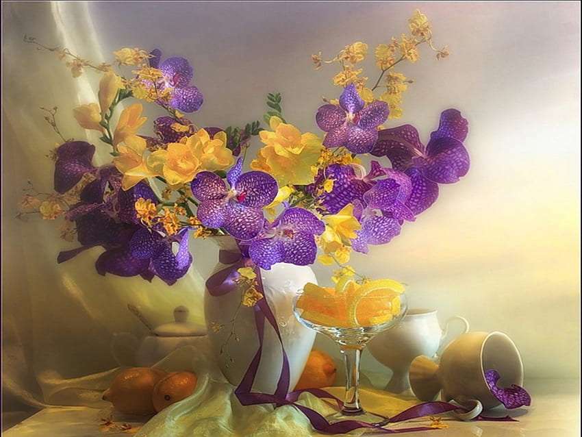 Delicate in its colors harmony with orchids jigsaw puzzle