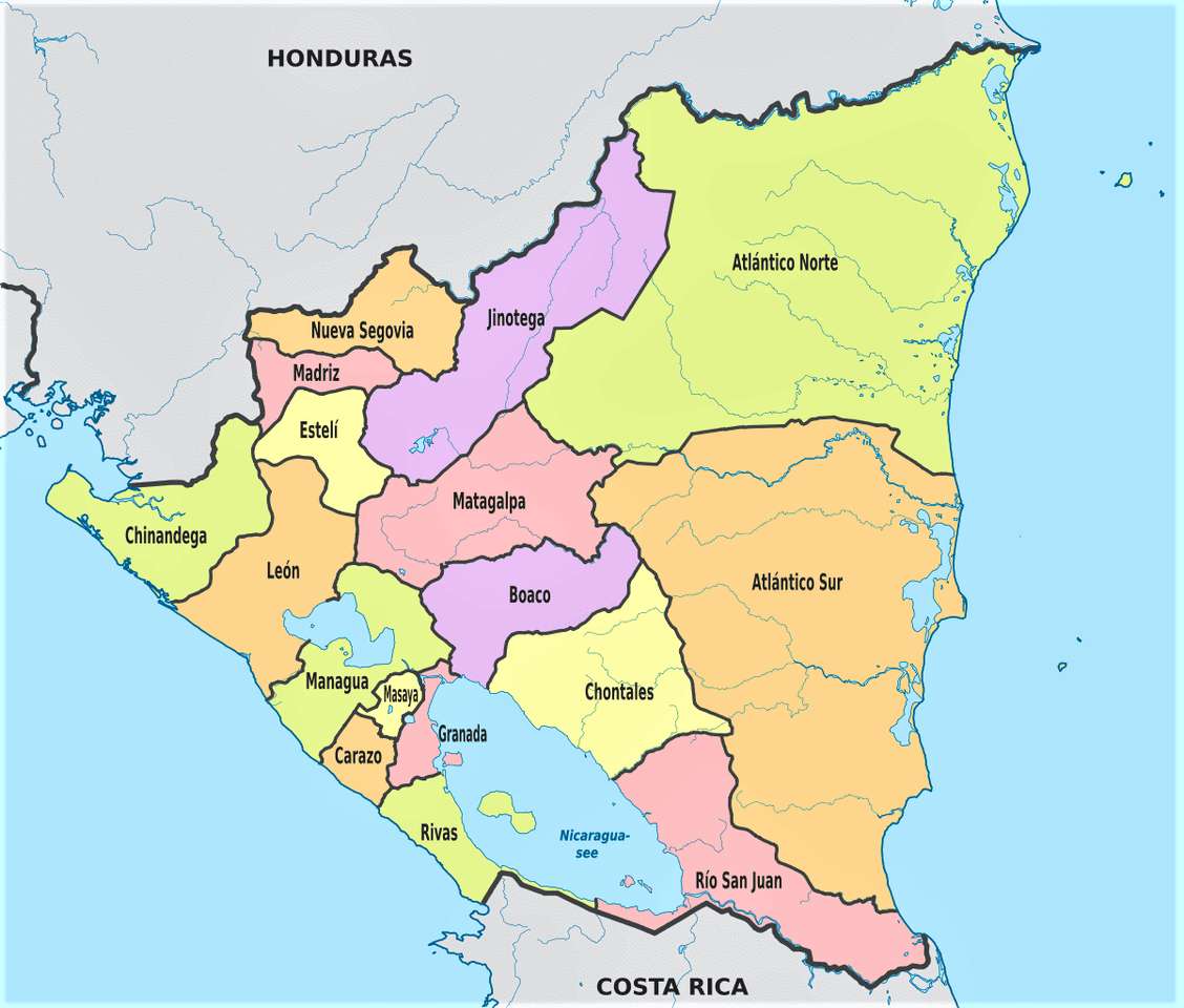Polityczna mapa Nikaragui puzzle online
