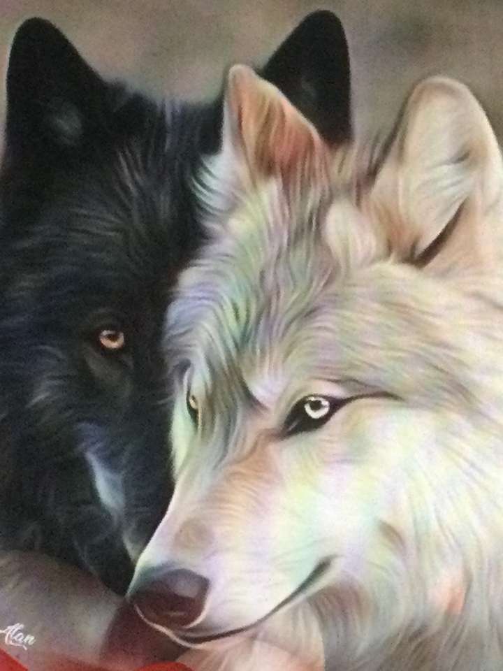 Biały wilk i Czarny wilk puzzle online