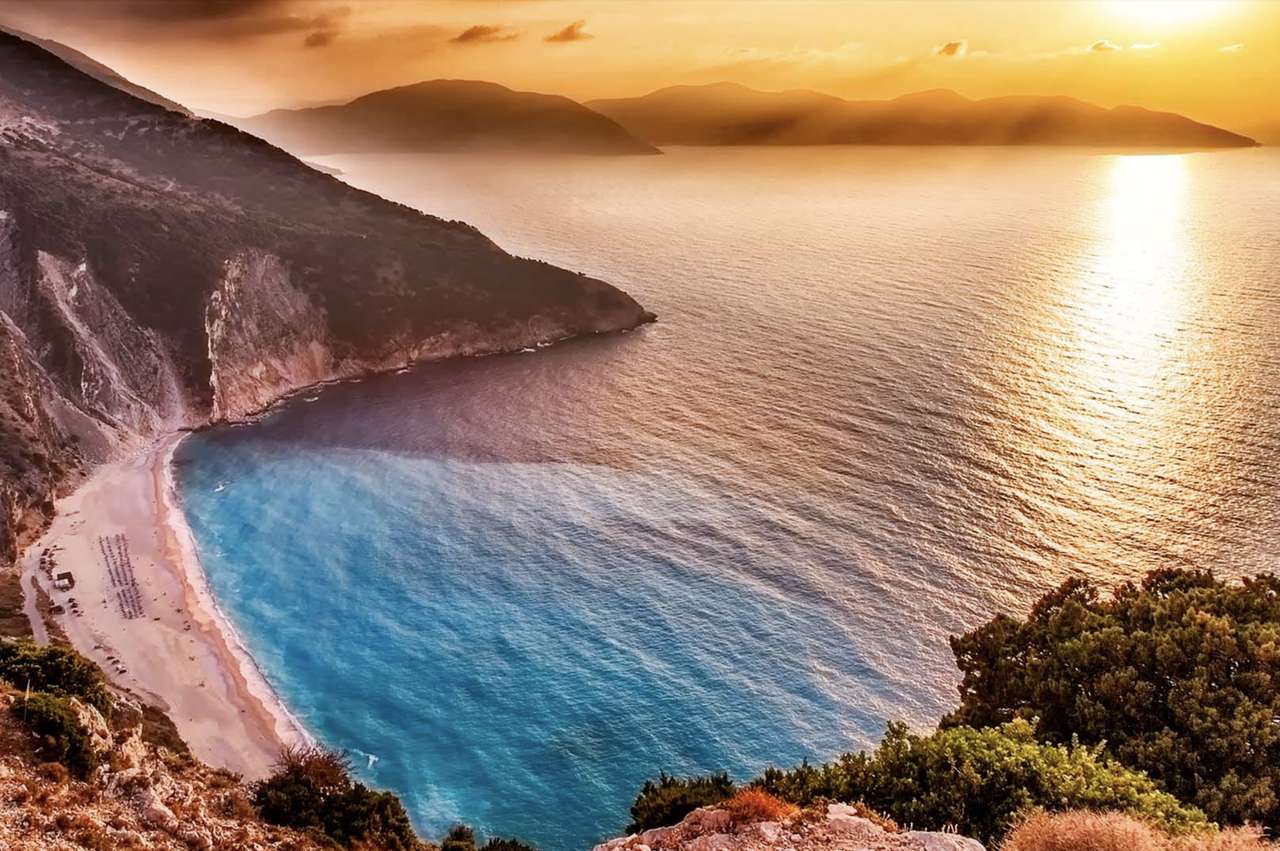 Grecja-Kefalinia-Plaża Mirtos-morze pełne kolorów puzzle online