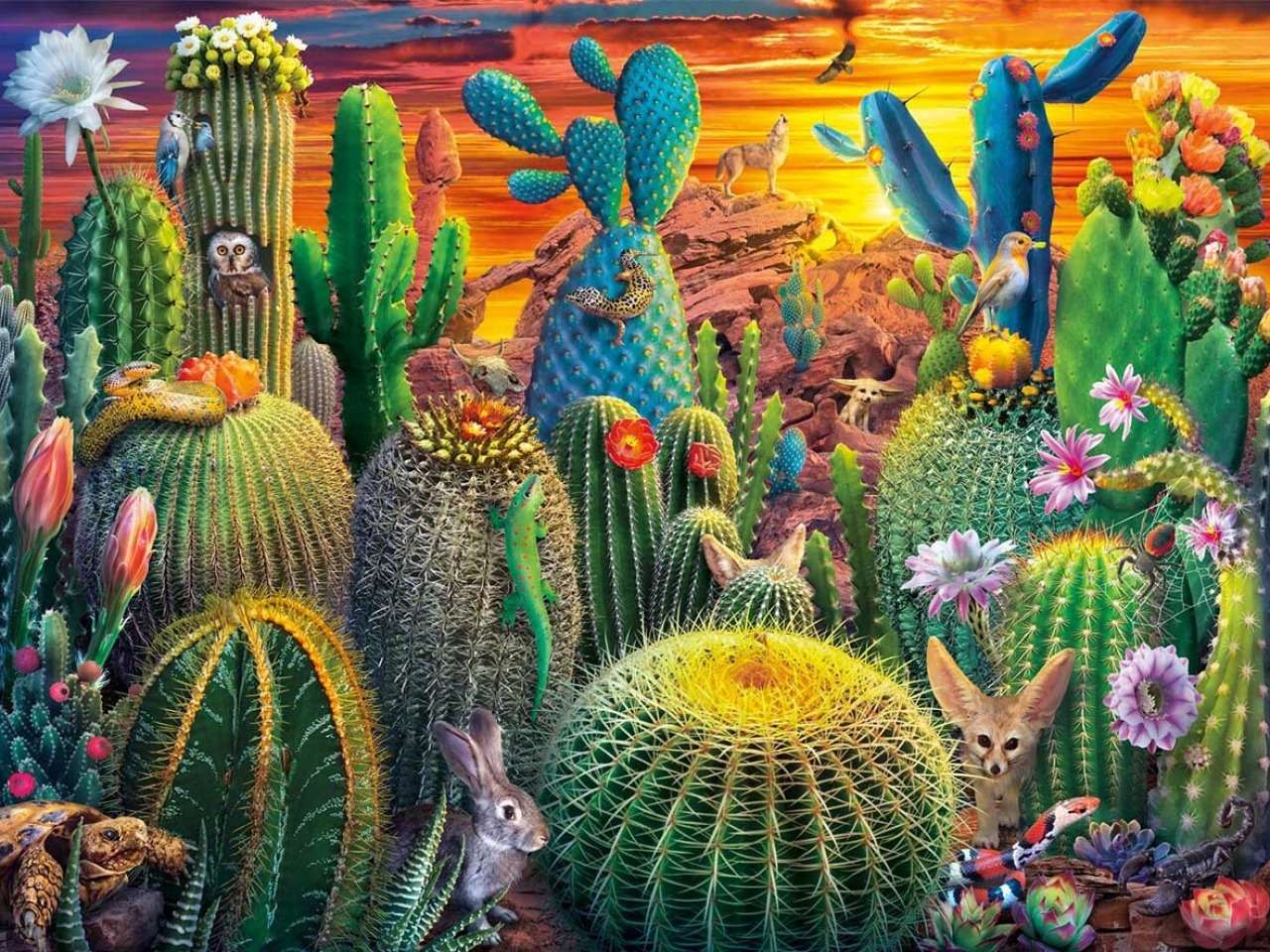 Niesowita roślinność, zwierzęta, kolory pustyni puzzle online