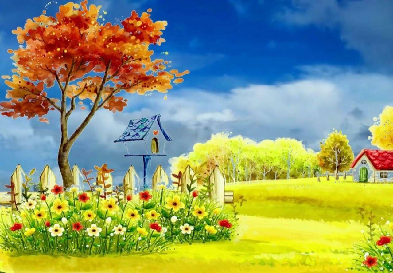 Piękne miejsce, piękna słoneczna animacja puzzle online