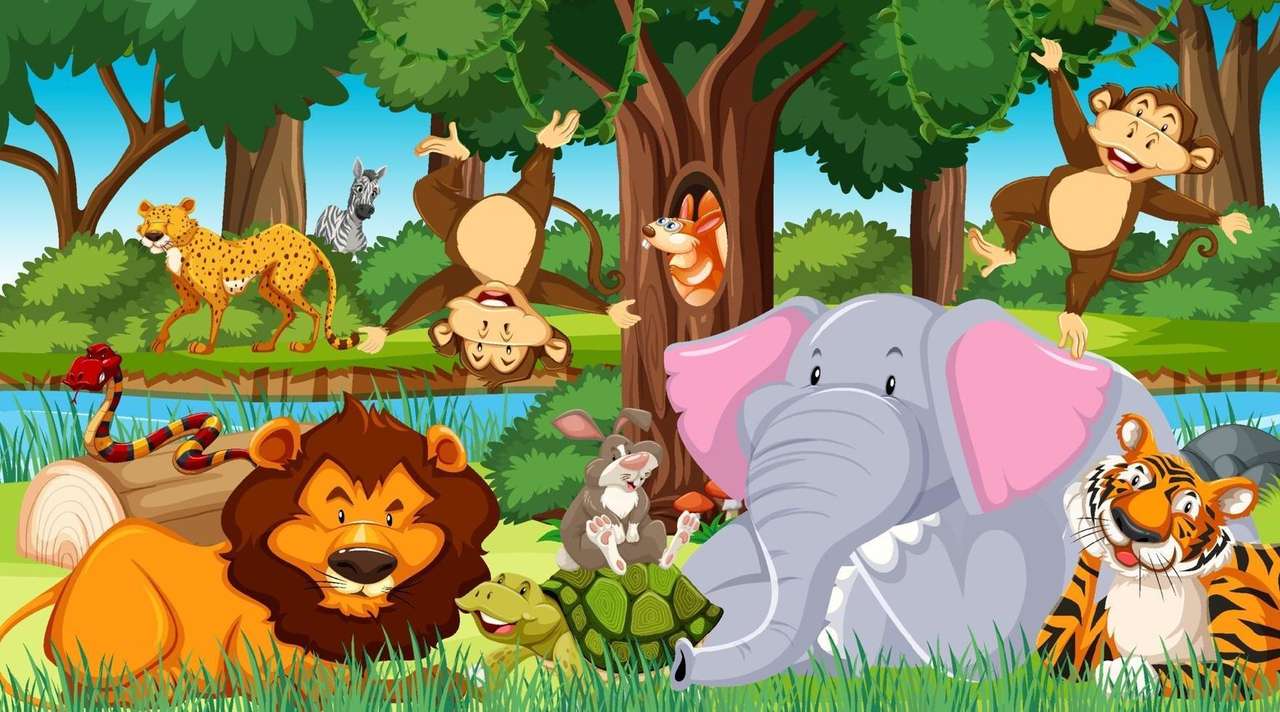 zwierzęta w dżungli puzzle online