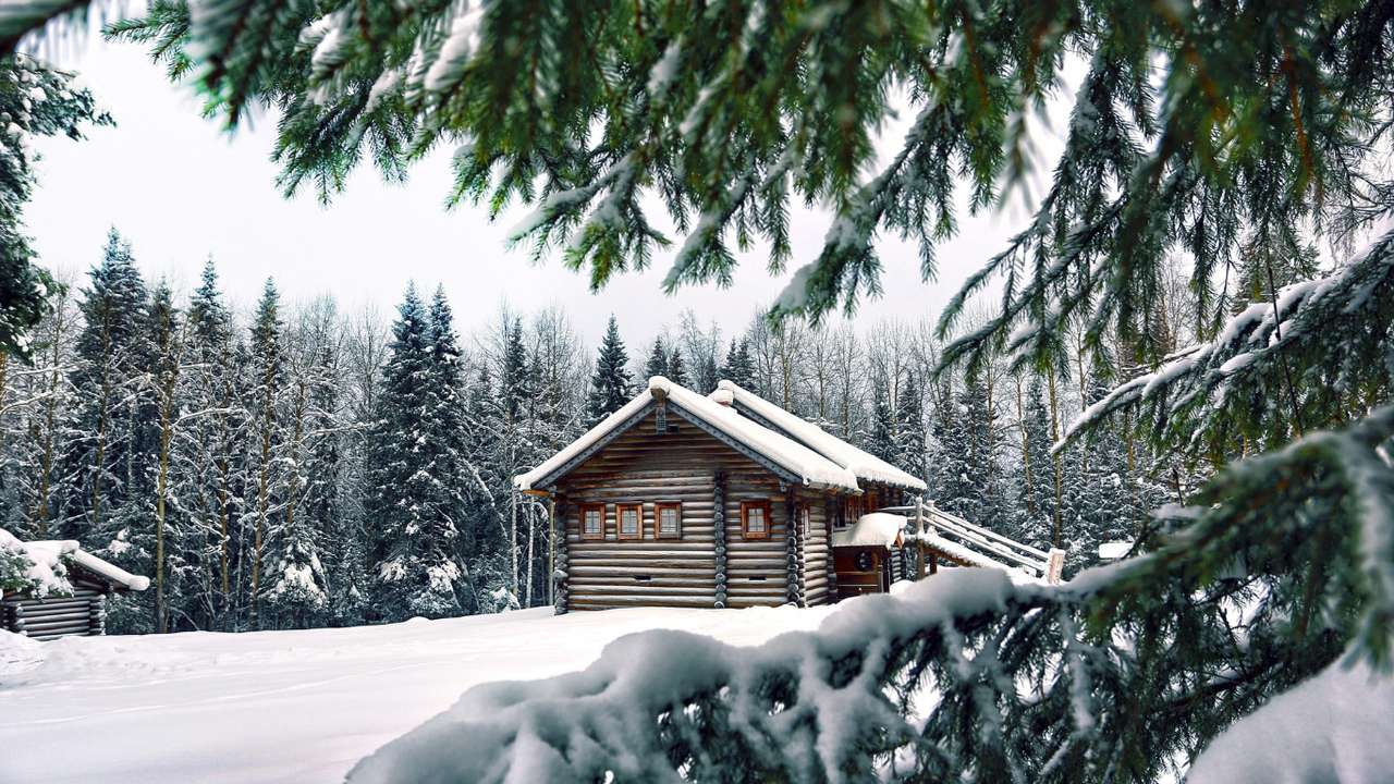 górski dom w śniegu puzzle online