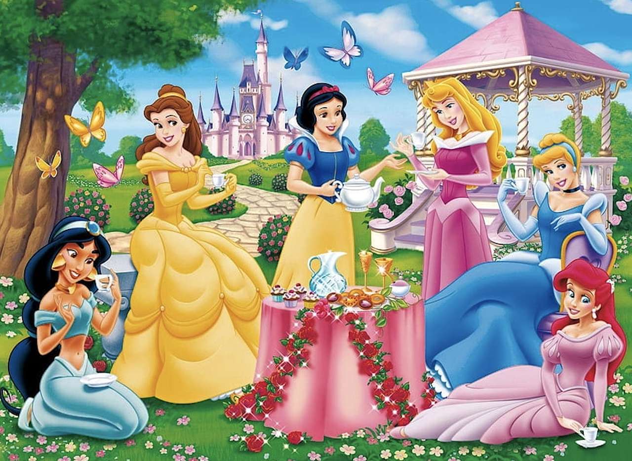Księżniczki Disneya-czas na herbatkę:) puzzle online