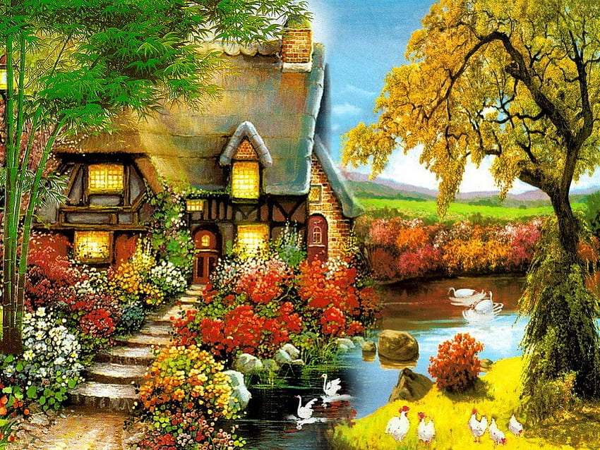 Piękny domek w pieknym miejscu puzzle online