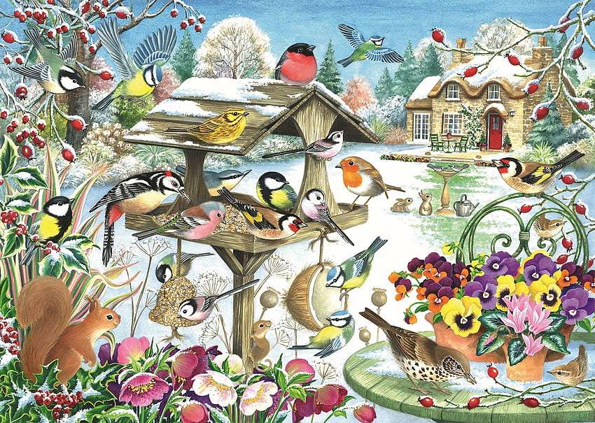Winter Party- Zimowa imprezka ptaszków puzzle online