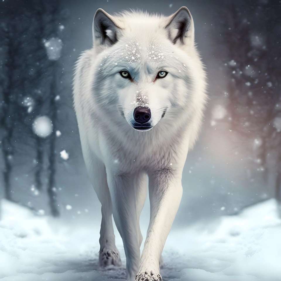 ducha białego wilka puzzle online