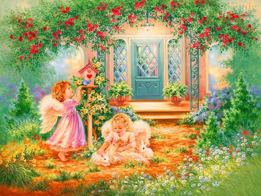Anielskie Duszki pięknych ogrodów:) puzzle online