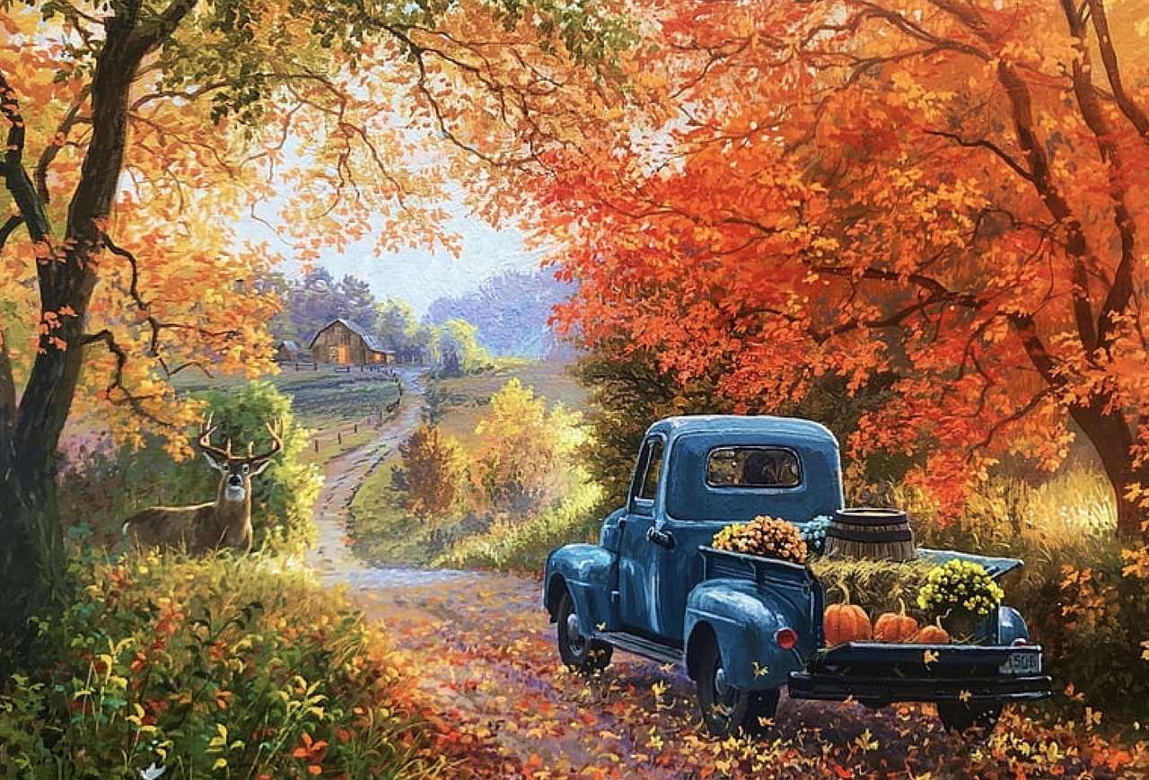 Powrót do domu jesienną drogą puzzle online