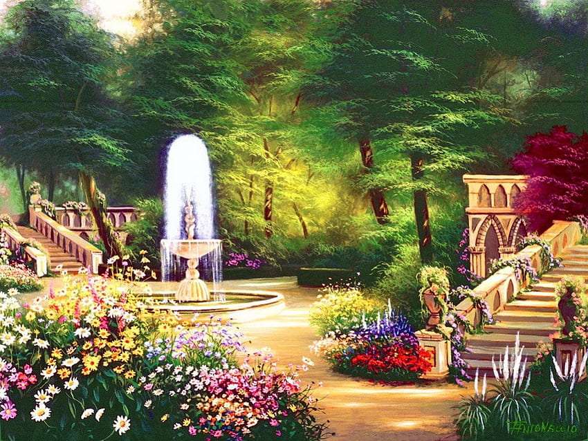 Romantyczny gotycki ogród puzzle online