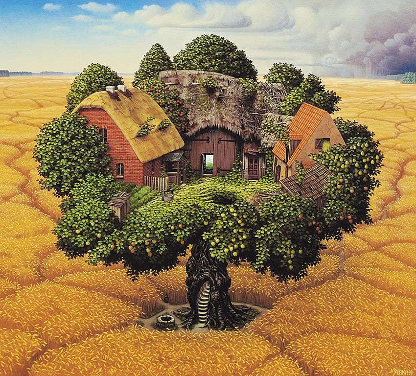 Tak, to domek na drzewie w świecie fantazji, uroczy puzzle online