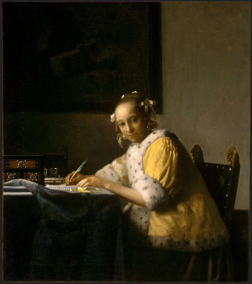 Vermeer: Kobieta pisząca list puzzle online