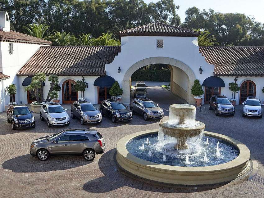 Santa Barbara-parking z fontanną na rynku miasta puzzle online