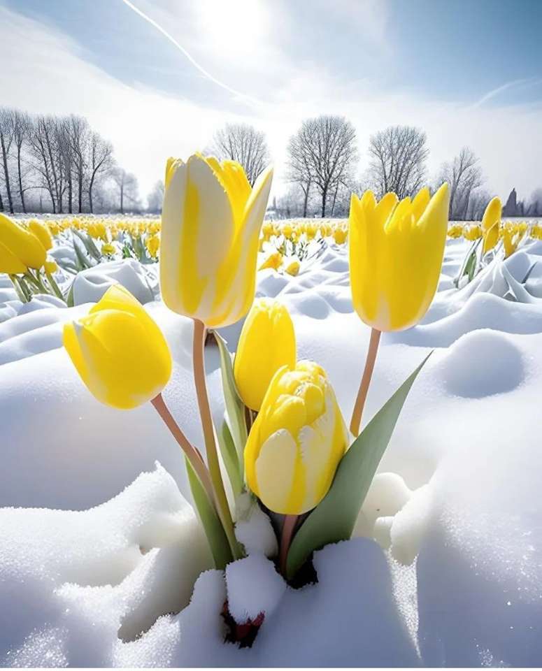 śnieżne tulipany puzzle online