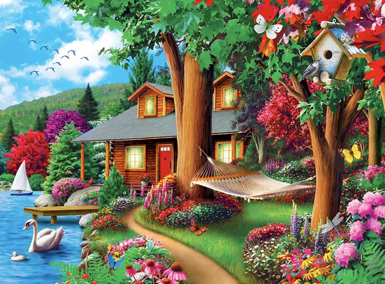 Piękny domek w pięknym miejscu, bajka puzzle online