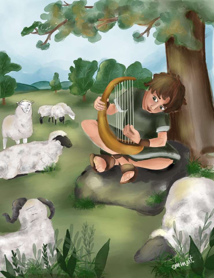 Dawid z owcami puzzle online