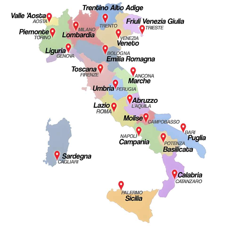 Regiony Włoch puzzle online