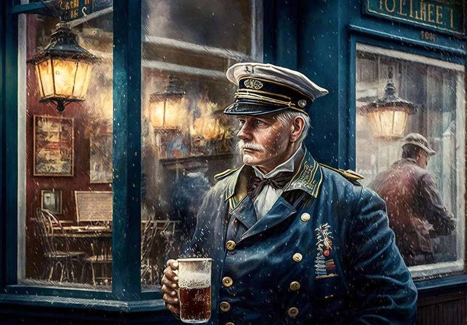 "Marynarz w pubie" - wygenerowane przez AI puzzle online