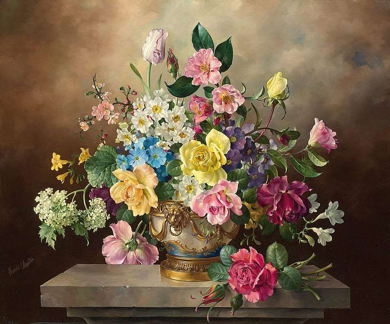 Piękny wazon z pięknym bukietem puzzle online