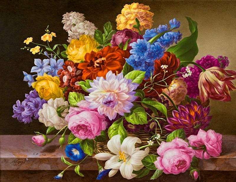 Mieszanka pięknych kwiatów puzzle online