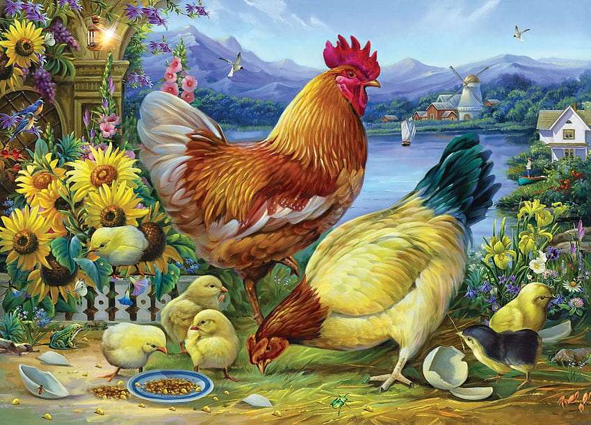 Żółciutkie kurczaczki niczym słoneczniki puzzle online