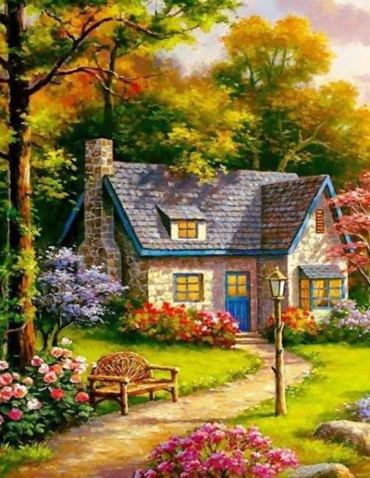 Piękny dom w lesie puzzle online