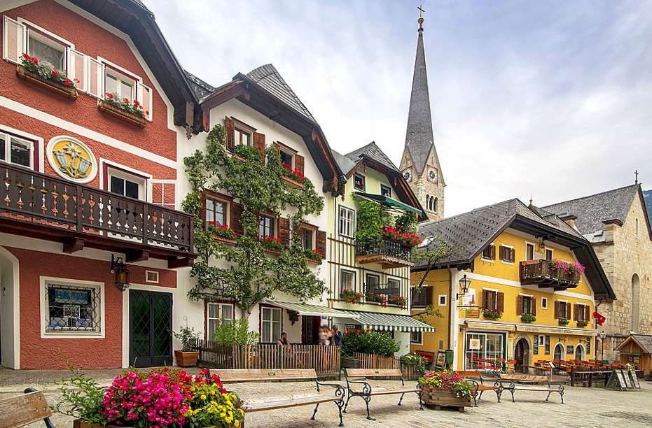 Urocze domy w Hallstatt, perełce Austrii puzzle online