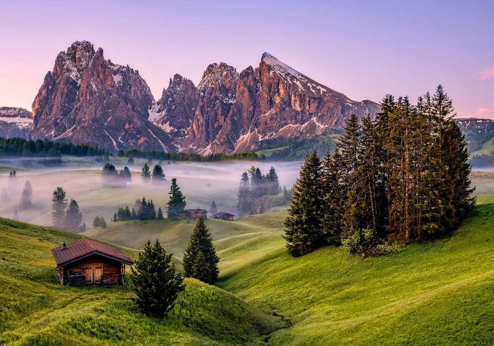 Włoska przyroda z dolomitami w tle, piękny widok puzzle online