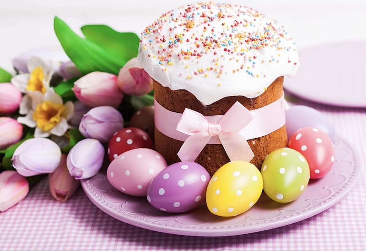 Wielkanocna kolorowa mini babka i pisanki puzzle online