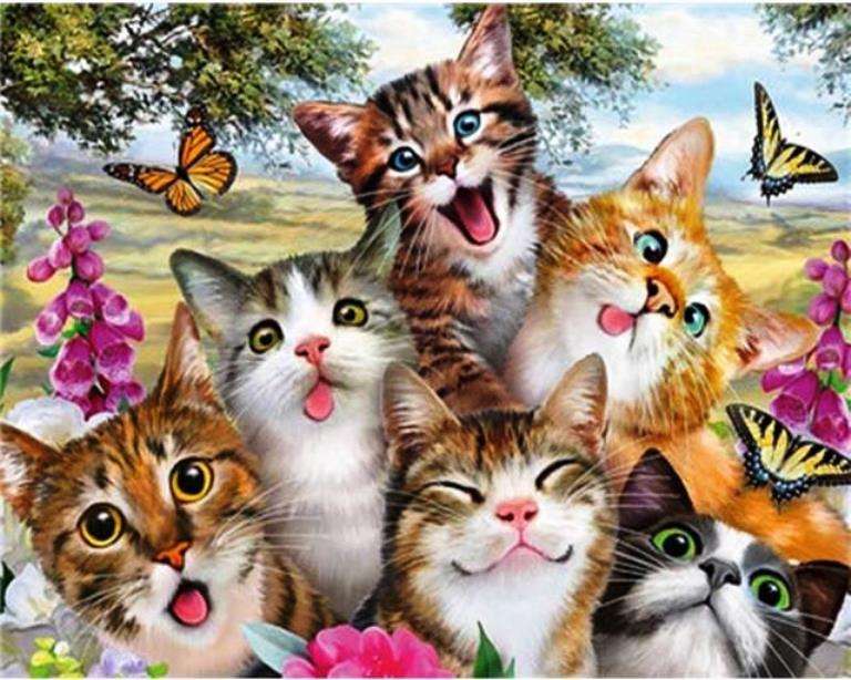 Śmiejące się koty puzzle online