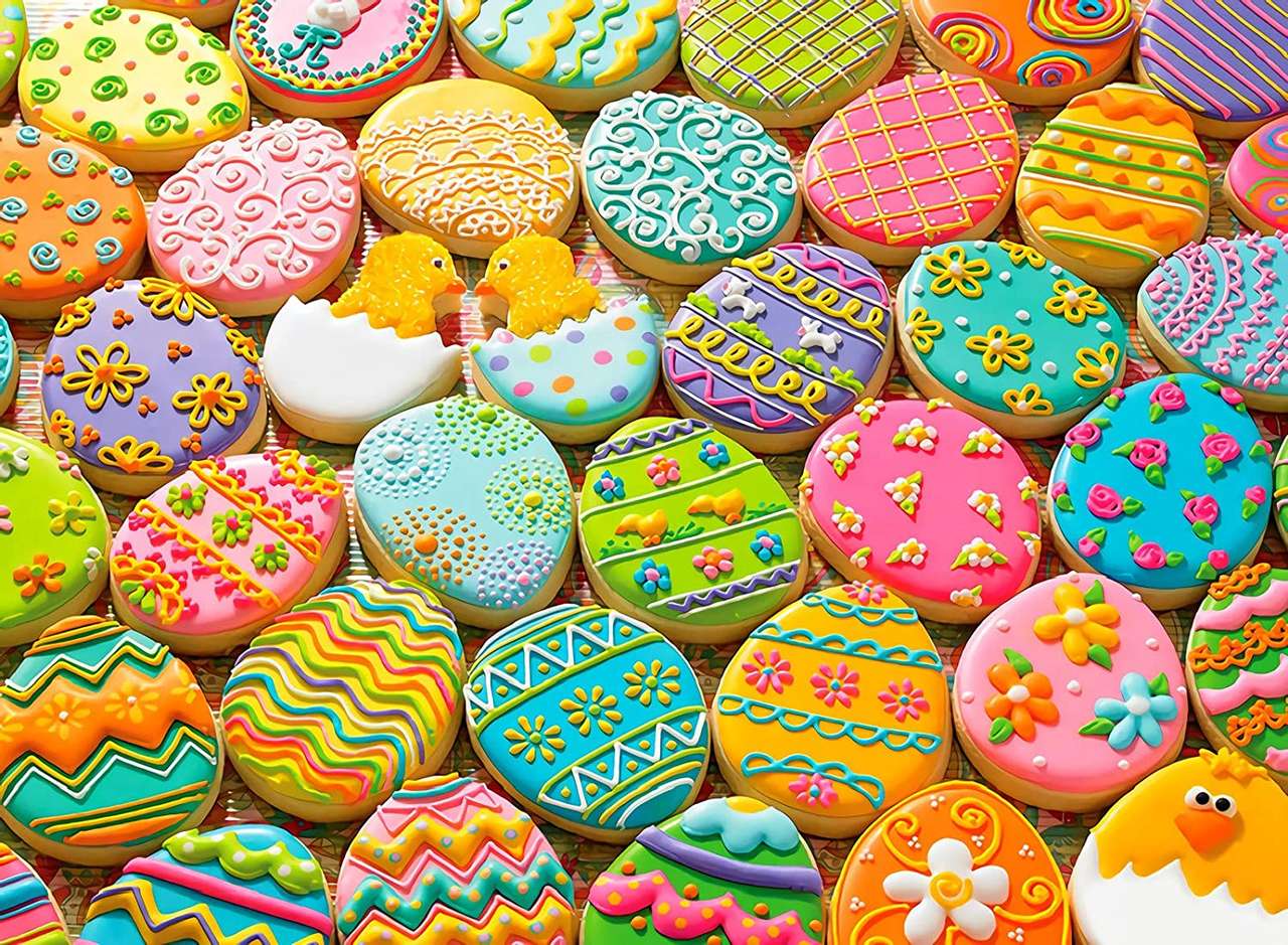 Wielkanocne ciasteczka, smaczne kolorowe puzzle online