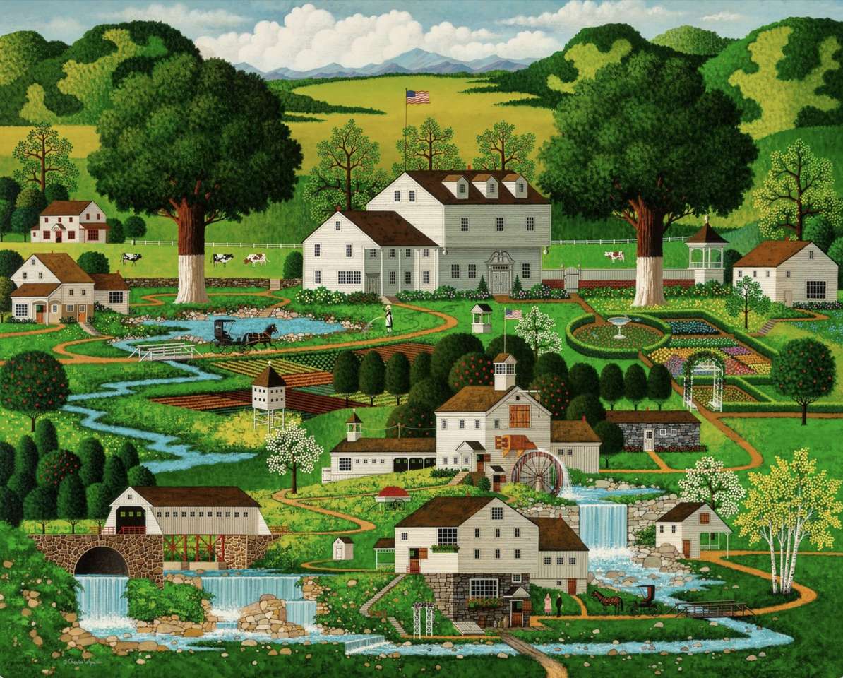 Wiejskie ogrody w małej osadzie puzzle online