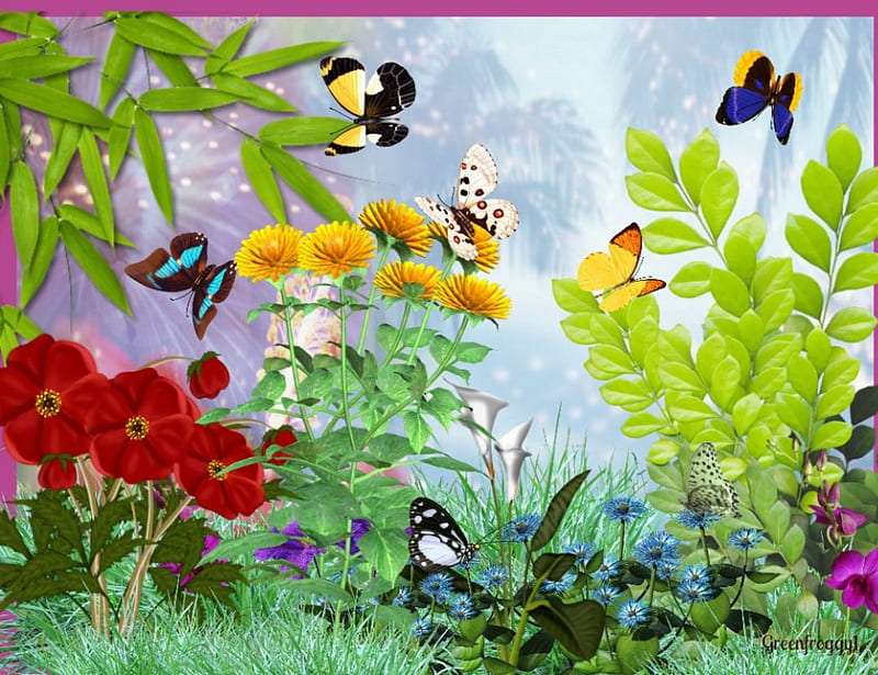 Motyle w ogrodzie puzzle online