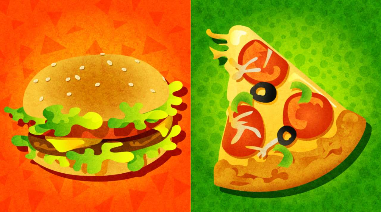 Burgery vs. Pizza puzzle online