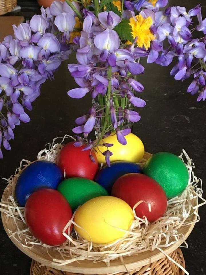 Jajka i kwiaty na Wielkanoc puzzle online