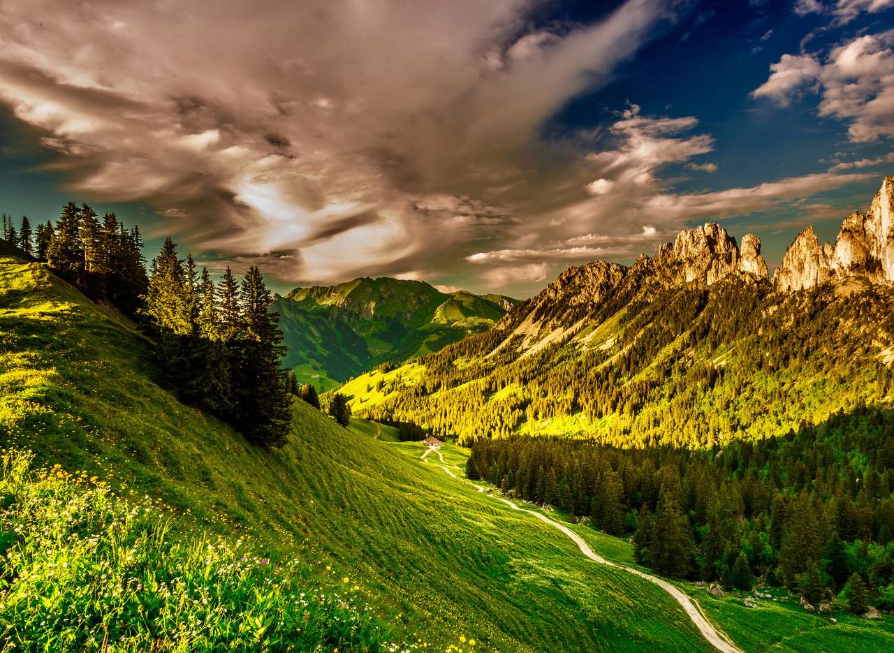 Alpy Szwajcarskie wieczorową porą zachwyca puzzle online