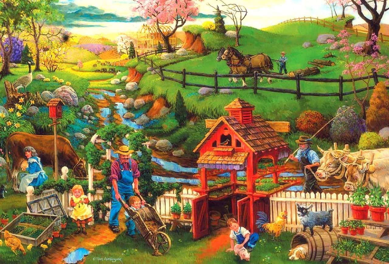 Dzieci farmy-codzienna praca na wsi puzzle online