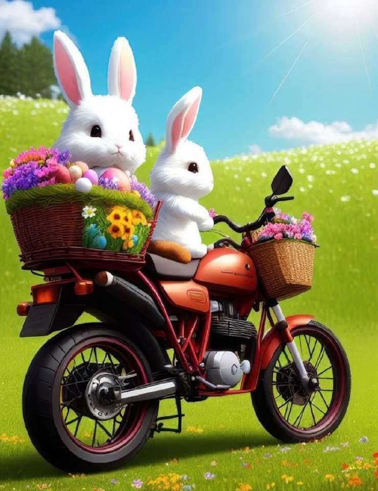 Wielkanocne króliczki motocyklowe puzzle online