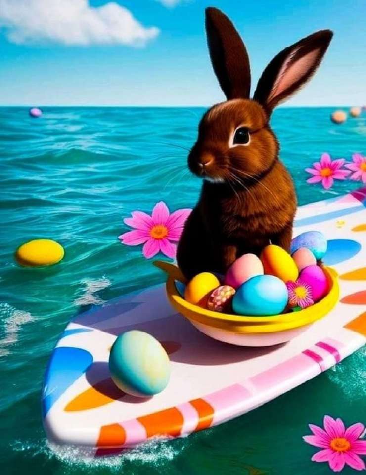 Wielkanocny króliczek surfer puzzle online