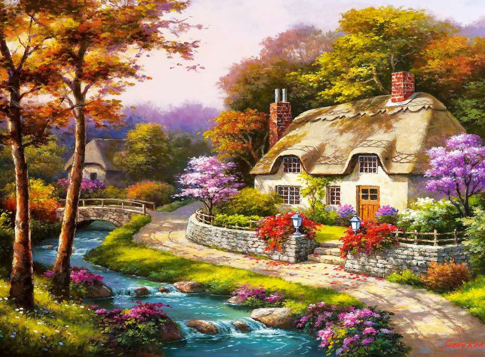 Piękny wiosenny domek, gdzieś tam puzzle online