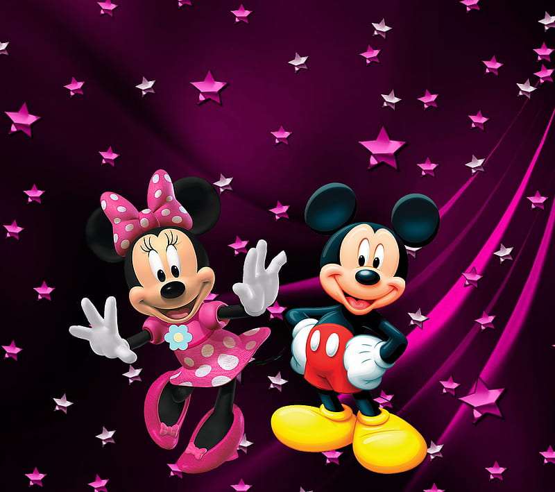 Mickey i Minnie wśród gwiazdeczek puzzle online