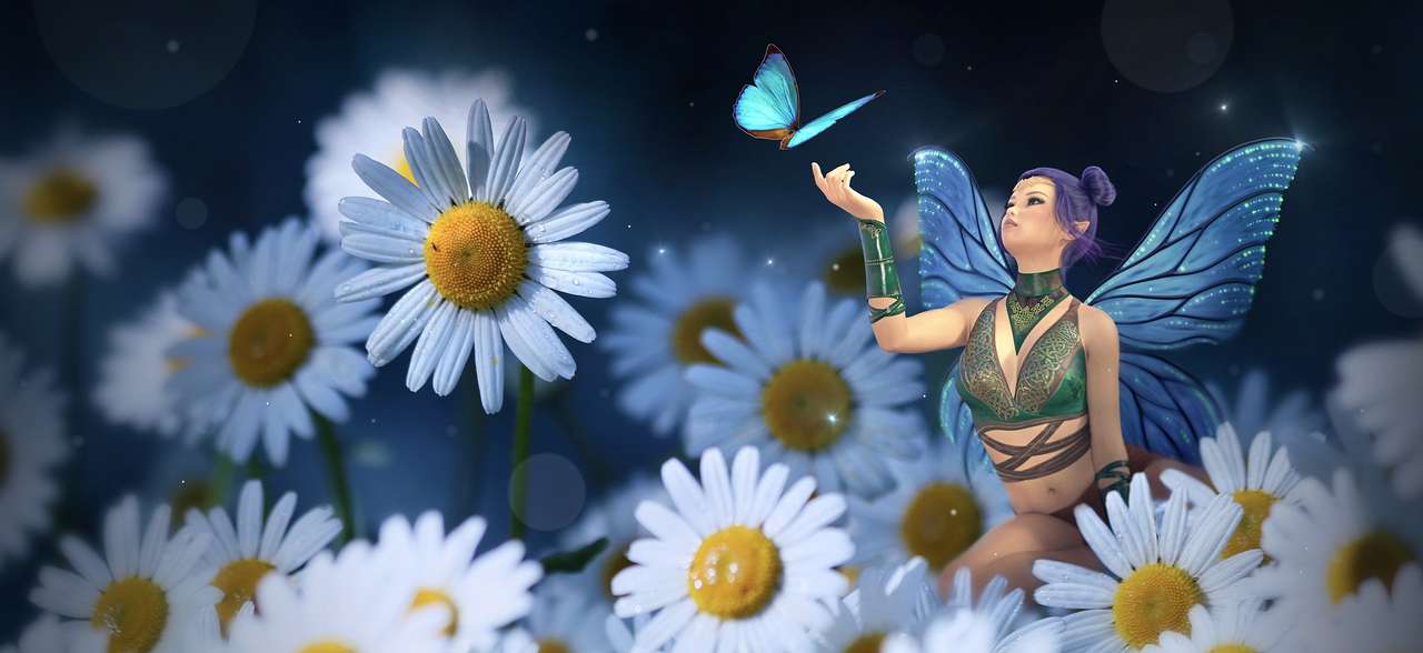 Elf wśród kwiatów puzzle online